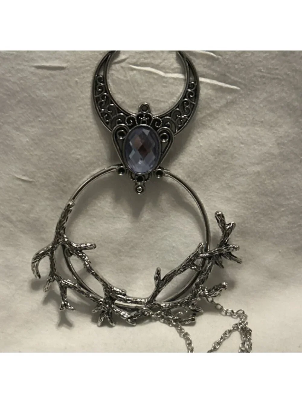 Vintage Style Crescent Moon Hair Pin Clip Claw W/Chain Interchangeable Necklace